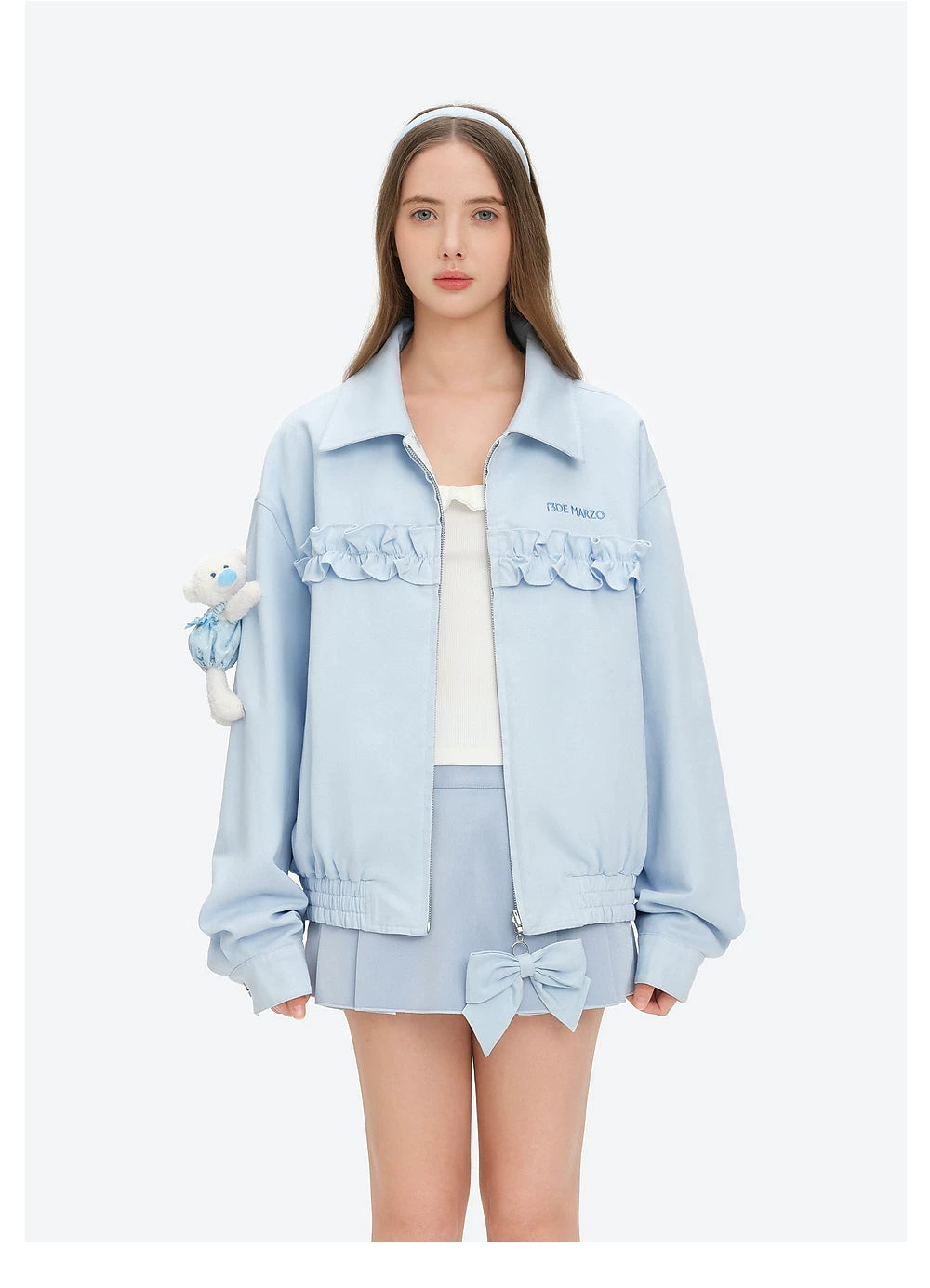 13DE MARZO Reverible Floral Print Jacket Blue