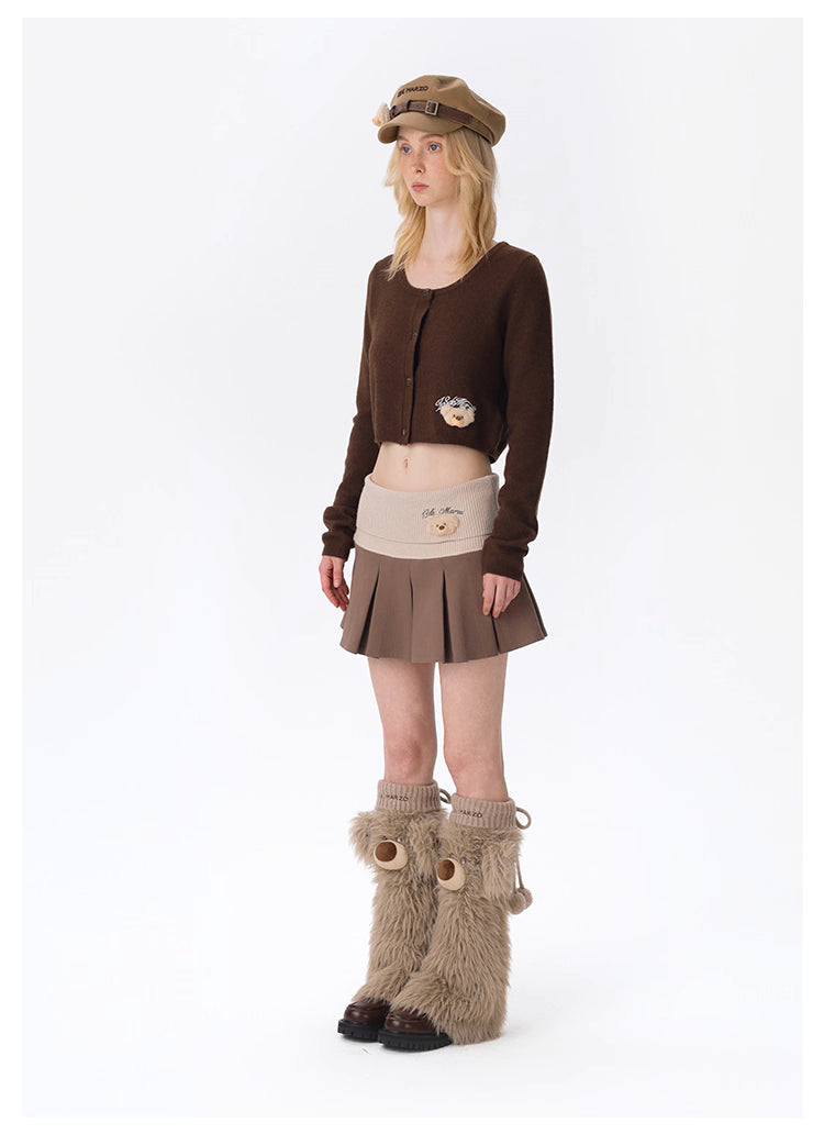 13DE MARZO Bear Fuzzy Leg Warmer Brown