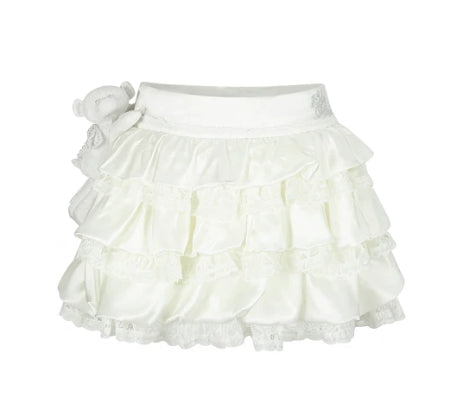 13DE MARZO BEAR LACY BUD SKIRT - WHITE