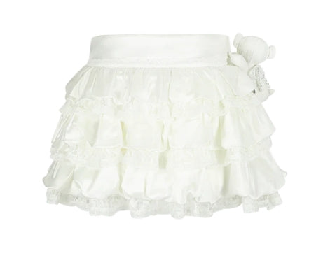 13DE MARZO BEAR LACY BUD SKIRT - WHITE