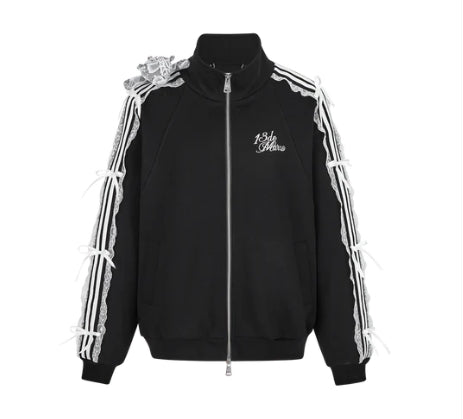 13DE MARZO BEAR LACY KNOT ZIP SWEATSHIRT