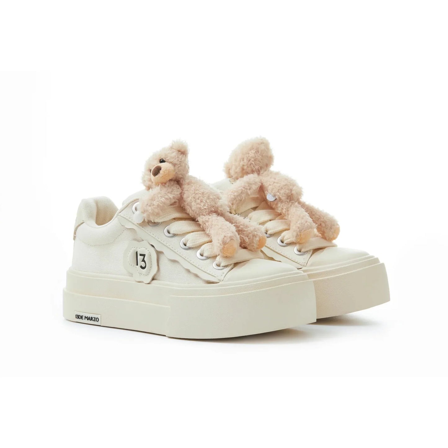 13 DE MARZO BEAR PLATFORM SNEAKERS IN WHITE