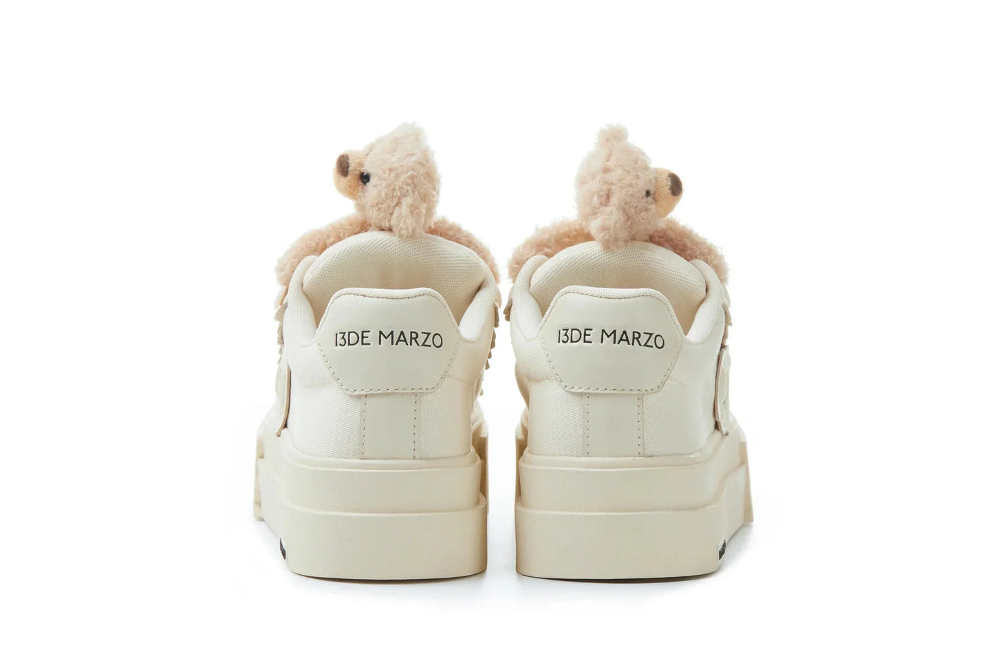 13 DE MARZO BEAR PLATFORM SNEAKERS IN WHITE
