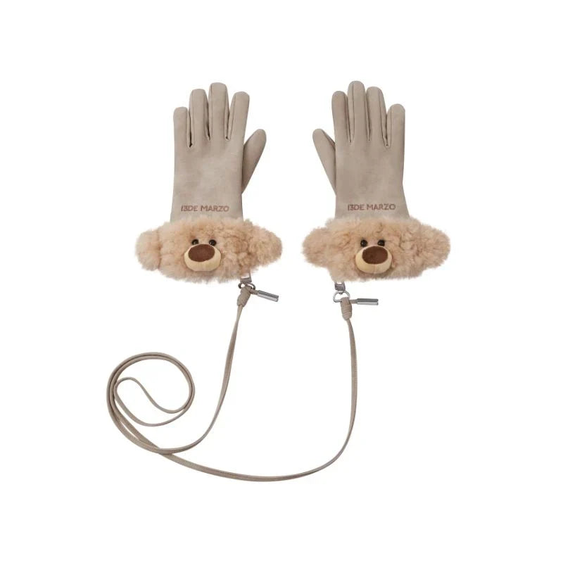 13DE MARZO Bear Cuff Gloves Brown