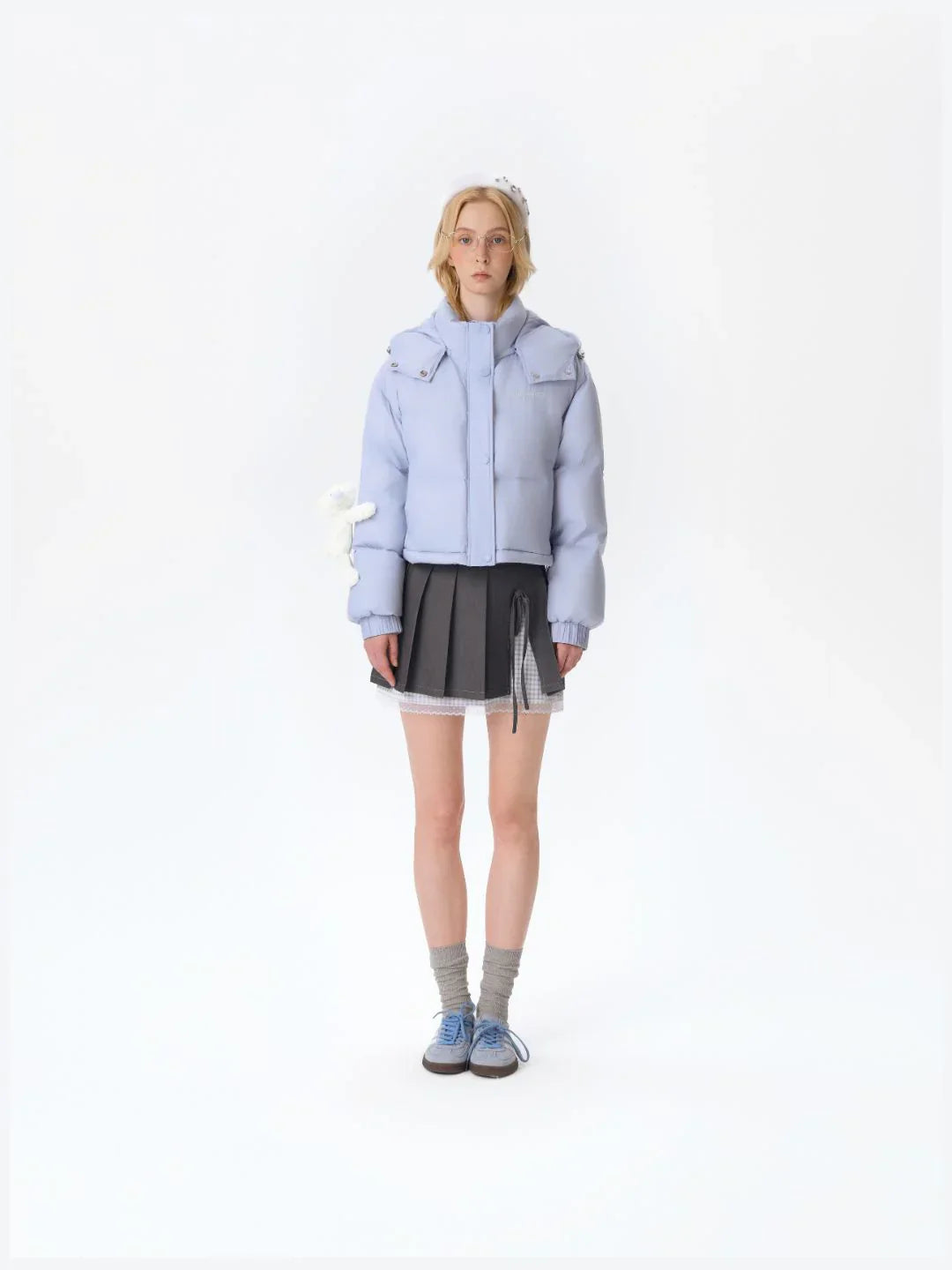 13DE MARZO Base Bear Long Down Jacket Blue