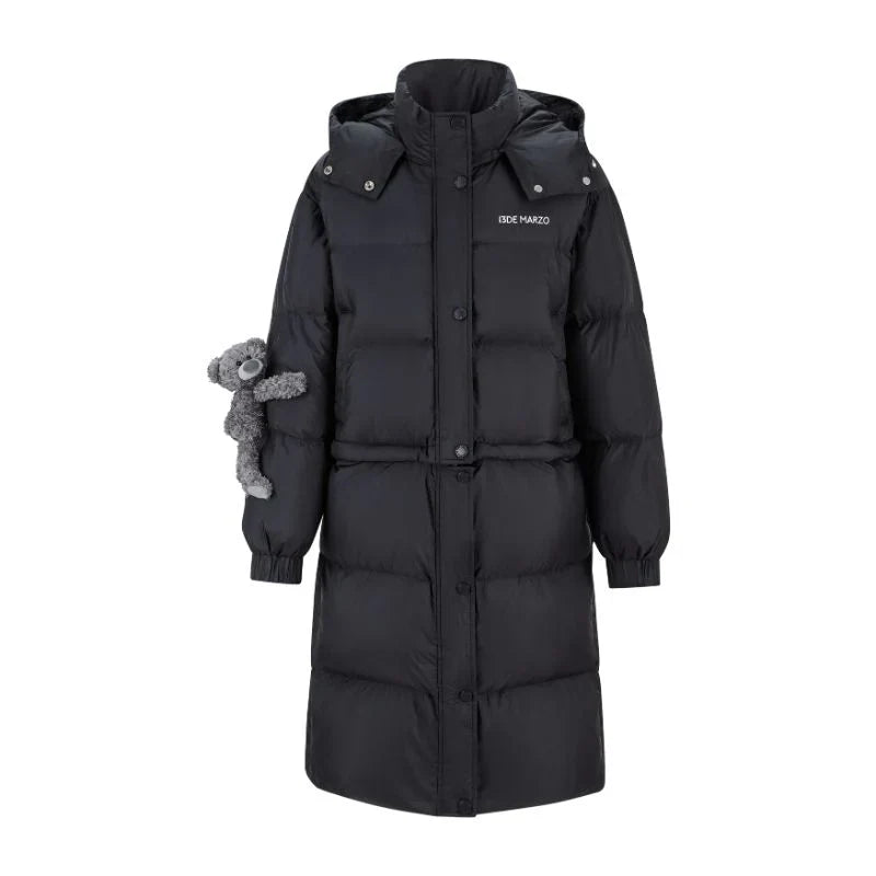 13DE MARZO Base Bear Long Down Jacket Black