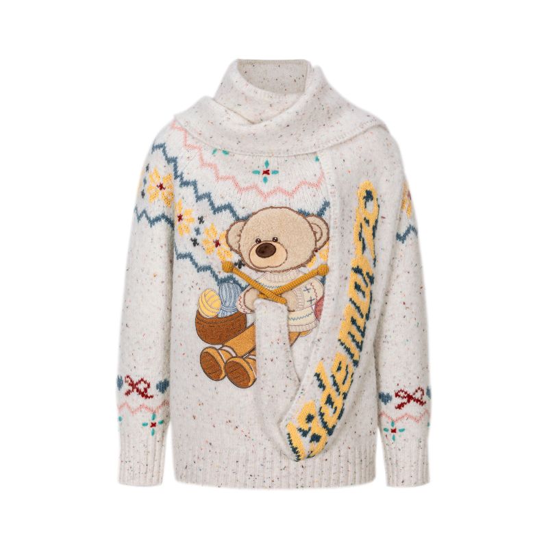13DE MARZO Fair Isle Bear Knit Sweater