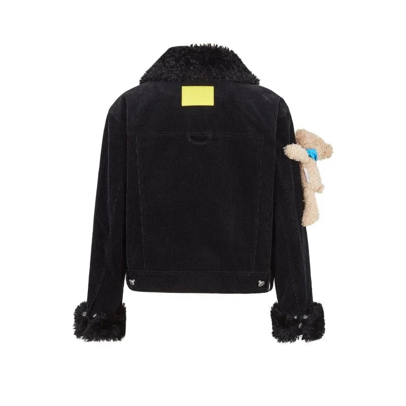 13DE MARZO Bear Corduroy Detachable Jacket Black