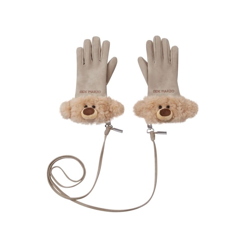 13DE MARZO Bear Cuff Gloves Brown