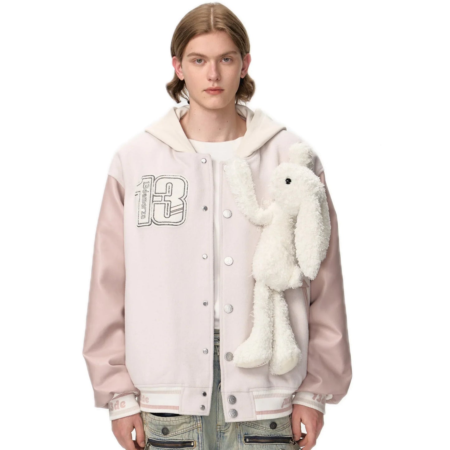 13DE MARZO DOOZOO GIANT BASEBALL JACKET IN PINK