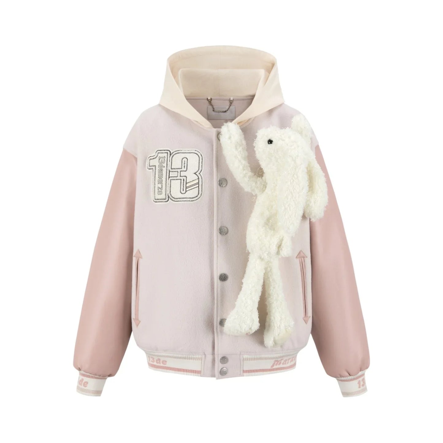 13DE MARZO DOOZOO GIANT BASEBALL JACKET IN PINK