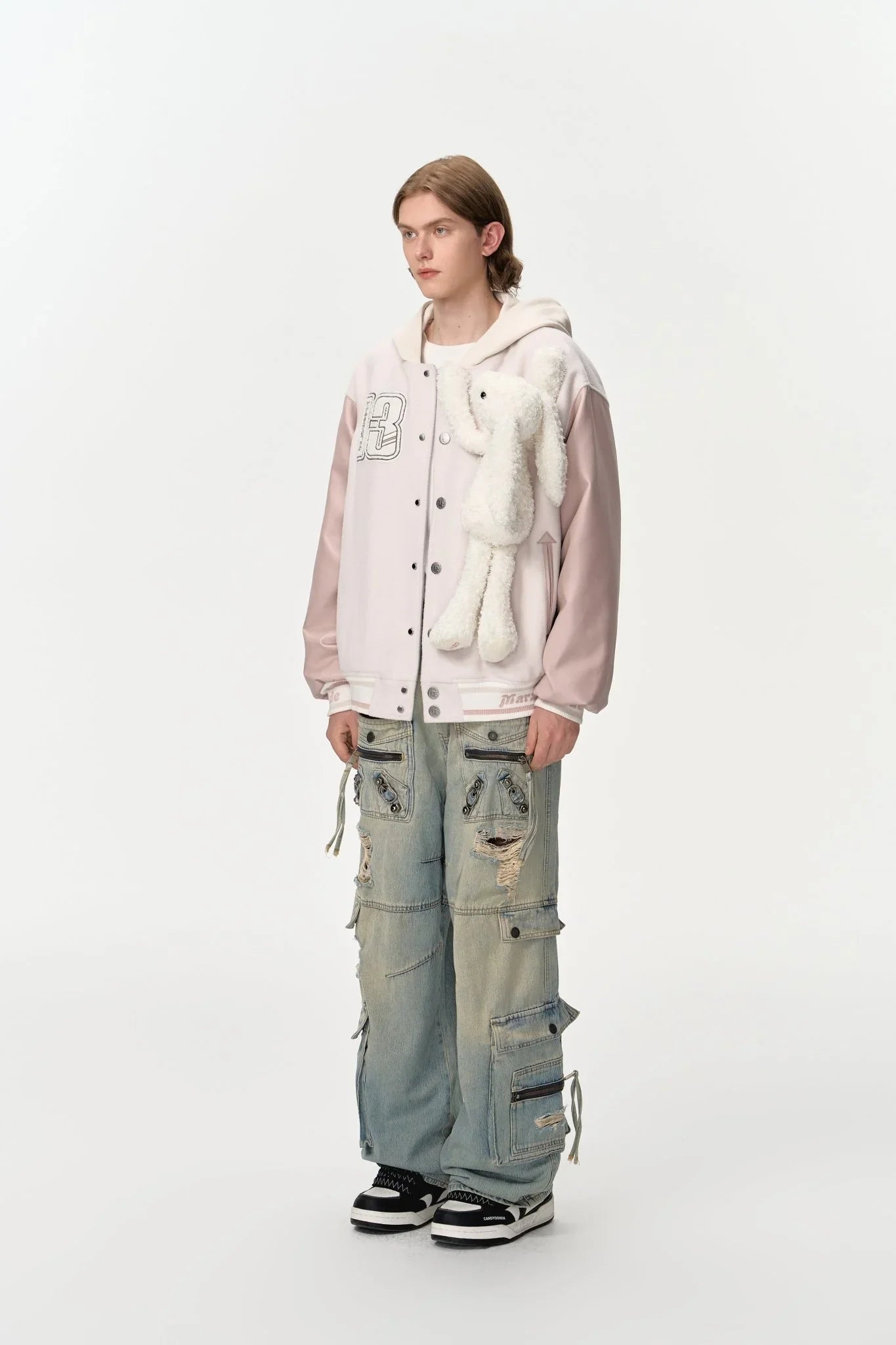 13DE MARZO DOOZOO GIANT BASEBALL JACKET IN PINK