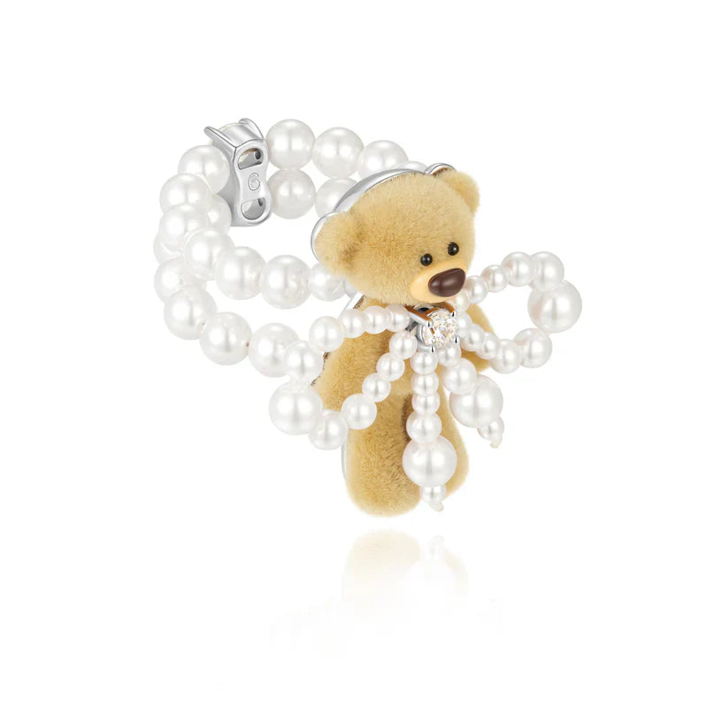 13DE MARZO Pearl Bow Bear Ring