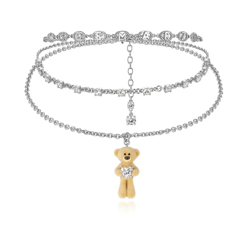 13DE MARZO Bear Hug Heart Layered Necklace