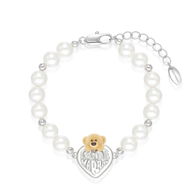 13DE MARZO Bear Heart Pearl Bracelet