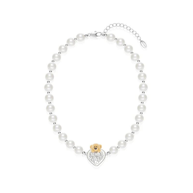 13DE MARZO Bear Heart Pearl Chain
