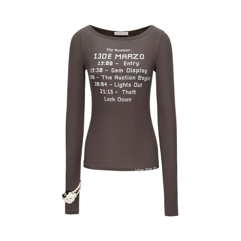 13DE MARZO Timeline Print Undershirt Dark Grey