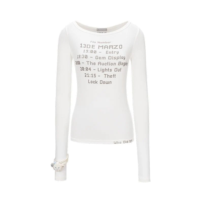 13DE MARZO Timeline Print Undershirt White