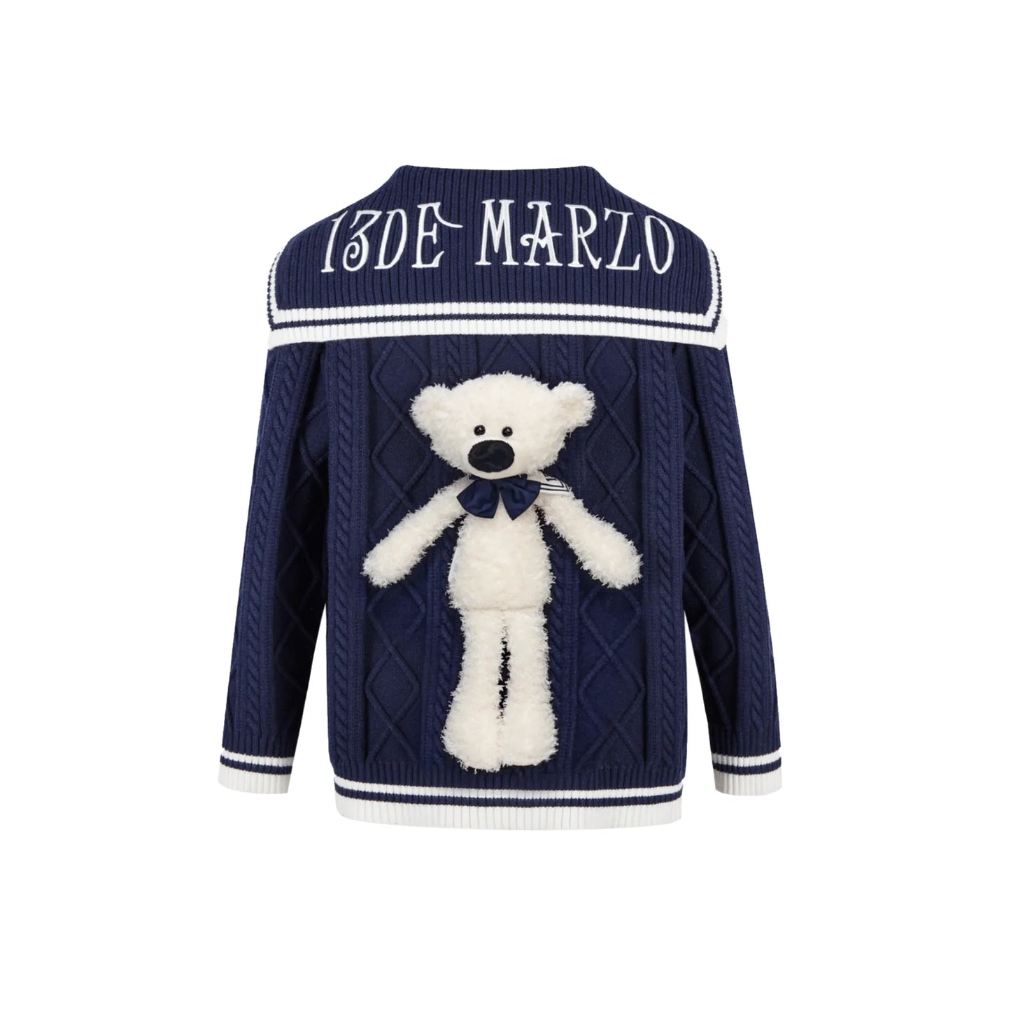 13DE MARZO Navy Style Knitted Cardigan in blue